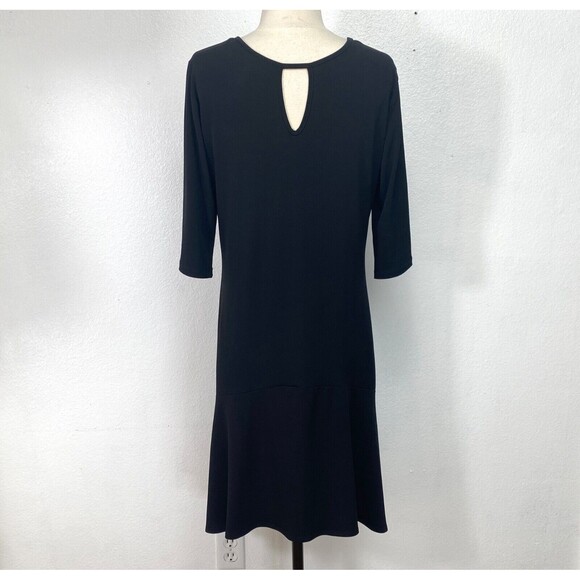 Clara SunWoo Woman Black Knit Dress Medium Scoop Neck Designer Career Travel USA - Picture 6 of 10